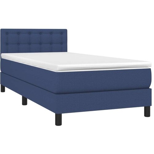VidaXL Krevet box spring s madracem LED plavi 90x190 cm od tkanine Slike