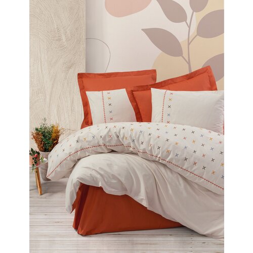 Joli tile red tile redwhite ranforce double quilt cover set Slike