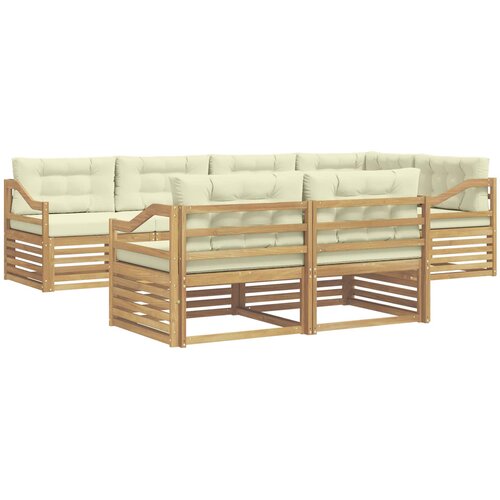 vidaXL Zunanja garnitura za sedenje 7 pcs Bela in krem Poliester, (5000281337) Cene