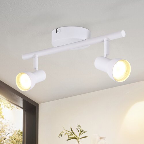 Nettlife stropna svetilka z 2 plamenoma, moderna oblika, bela GU10 kovinska svetilka, 350° nastavljiva stropna svetilka, (22116785) Cene
