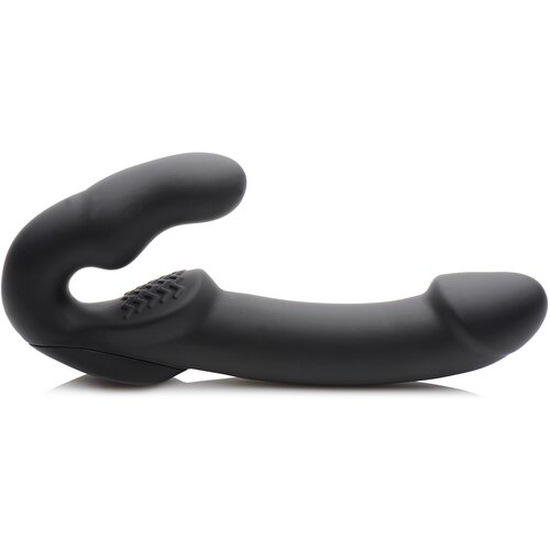 Strap U Evoke Rechargeable Vibrating Silicone Strapless Strap On Black Cene