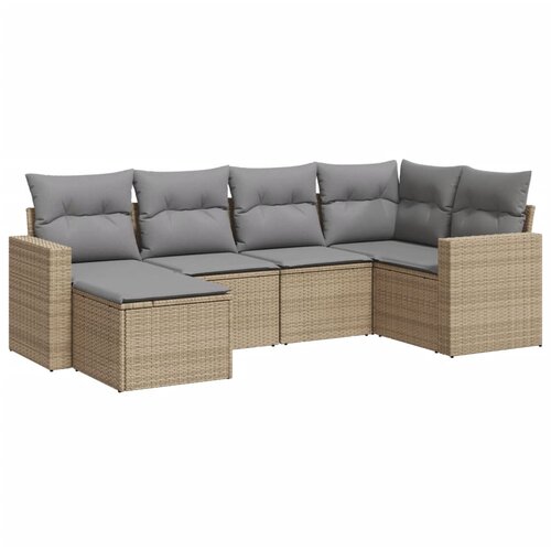  6-dijelni set vrtnih sofa s jastucima bež od poliratana 65.5 x 62 x 69 cm Slike