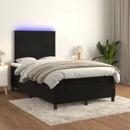  Box spring postelja z vzmetnico LED črna 120x200 cm žamet, (20846650)