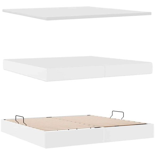  Krevet s od storage Čista bijela 200 x 200 cm Lažna koža Slike