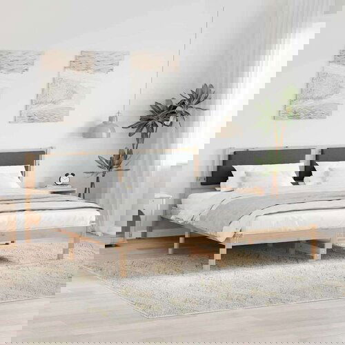  Okvir za krevet s uzglavljem Tamno siva 180 x 200 cm Slike