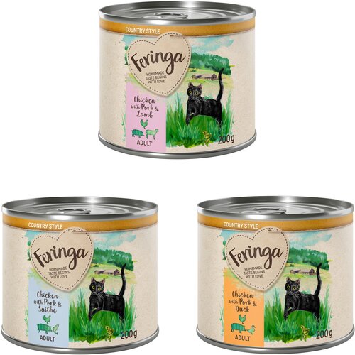 Feringa Ekonomično pakiranje Country Style meni 24 x 200 g - Mješovito pakiranje 2: pačetina, janjetina, crni bakalar Cijene