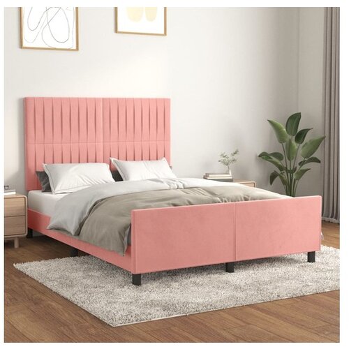 VidaXL Okvir za krevet s uzglavljem ružičasti 140x190 cm bar&amp;scaron;unasti Slike