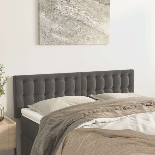  Posteljno vzglavje 2 kosa temno sivo 72x5x78/88 cm žamet, (20792662) Slike
