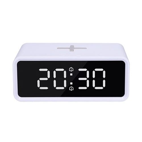 Solight CA07W - Digitalni sat sa Qi bežičnim punjačem 230V/CR2032 beli Slike