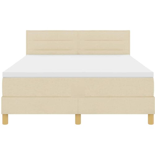  LED Box Spring Krevet s LED trakama Krema 140 x 190 cm tkanina Slike