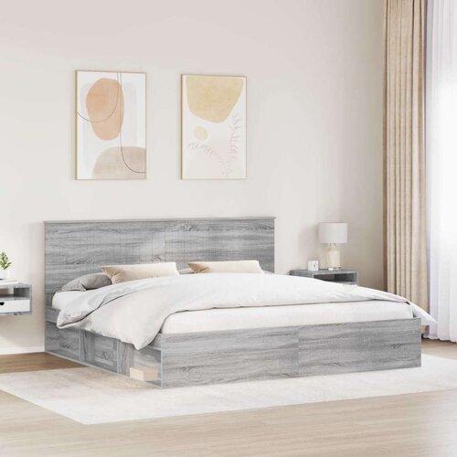  Okvir za krevet s uzglavljem Siva Sonoma 200 x 200 cm Slike