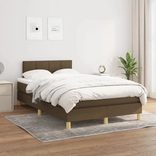 Krevet s oprugama i madracem tamnosmeđi 120 x 200 cm od tkanine