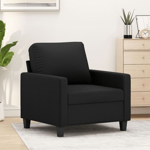  The Living Store Fotelj črn 60 cm umetno usnje - Enosed, (21449108) Cene