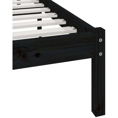 VidaXL okvir za krevet od masivne borovine crni 140 x 190 cm Slike
