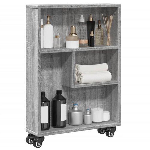 vidaXL Uska kolica za pohranu boja hrasta 48x13x68cm konstruirano drvo Cijene