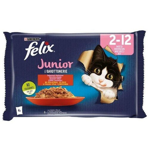 Felix vlažna hrana za mačiće junior govedina i piletina 85g 4/1 Slike