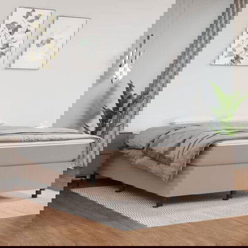 VidaXL Okvir kreveta s oprugama boja cappuccina 140x190cm umjetna koža Slike