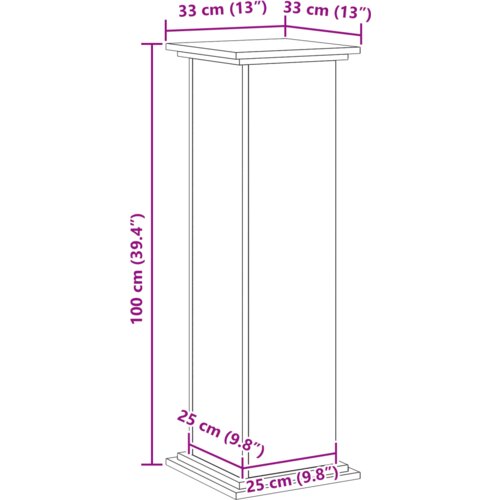 VidaXL Stalak za biljke Crni hrast 33x33x100 cm Inženjersko drvo Slike