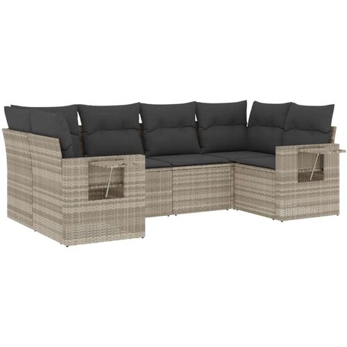 vidaXL 6-dijelni set vrtnih sofa od poliratana s jastucima svjetlosivi Cijene