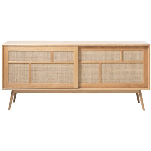 Unique Furniture Niska komoda u dekoru hrasta s kliznim vratima u prirodnoj boji 180x80 cm Barrali – Cijene
