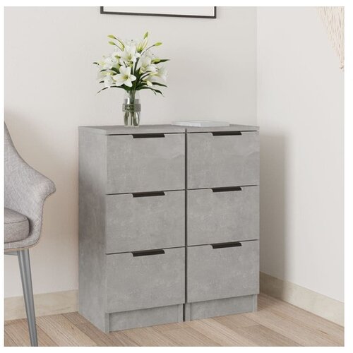  Komode 2 kosa betonsko sive 30x30x70 cm konstruiran les Cene