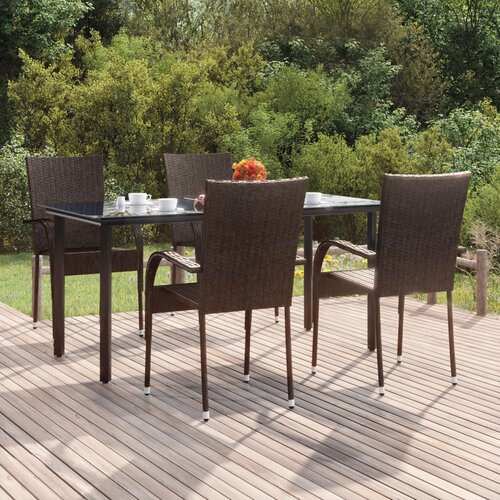  5-dijelni vrtni blagovaonski set od poliratana smeđi Smeđa 160 cm table length Cene
