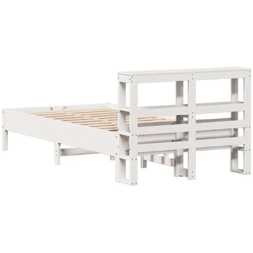VidaXL Okvir kreveta bez madraca bijeli 75 x 190 cm masivna borovina Slike