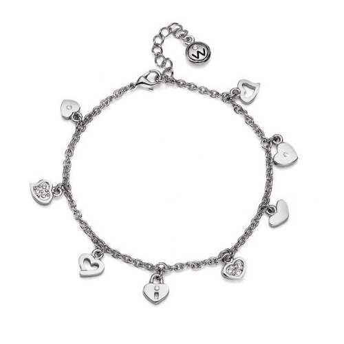 Ženska oliver weber hearty crystal narukvica sa swarovski belim kristalom ( 32089 ) Slike