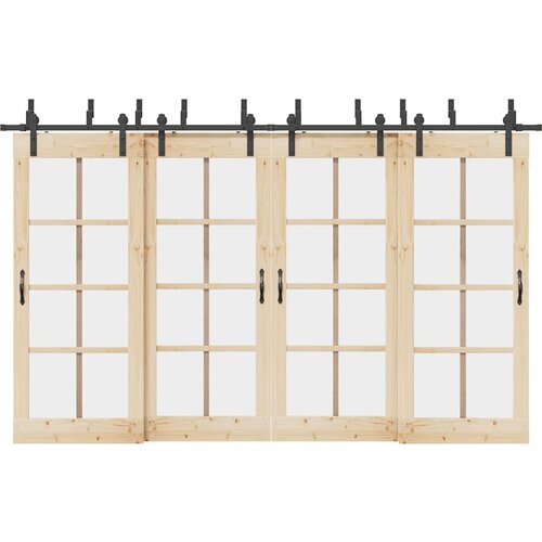 VidaXL Komplet opreme za drsna vrata 183 cm jeklo črne barve Slike