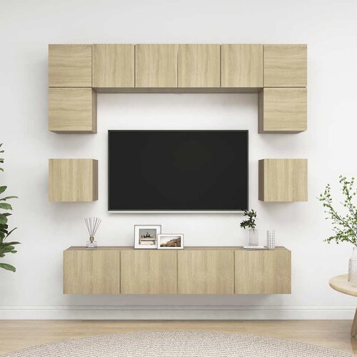  8-dijelni set TV ormarića boja hrasta sonome konstruirano drvo Slike