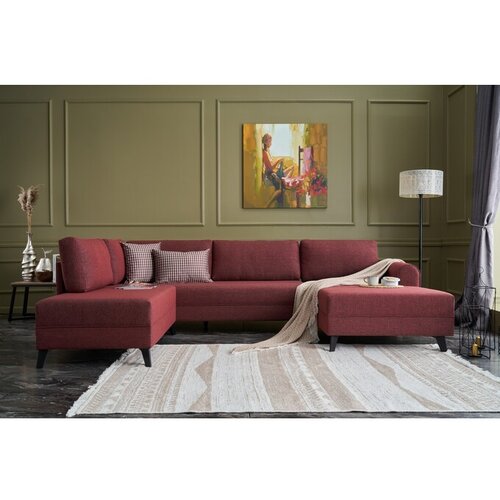 Atelier Del Sofa Opečnato oranžna raztegljiva kotna sedežna garnitura (v obliki črke &amp;quot;U&amp;quot;) Belen &amp;ndash; Slike