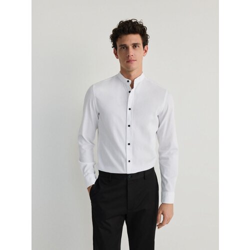 Reserved srajca super slim fit s pokončnim ovratnikom - bela Cene