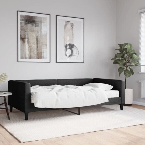  Dnevni krevet s madracem crni 100 x 200 cm od tkanine Cene