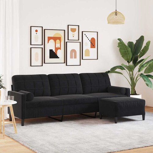  Trosjed s tabureom crni 210 cm baršunasti Cene