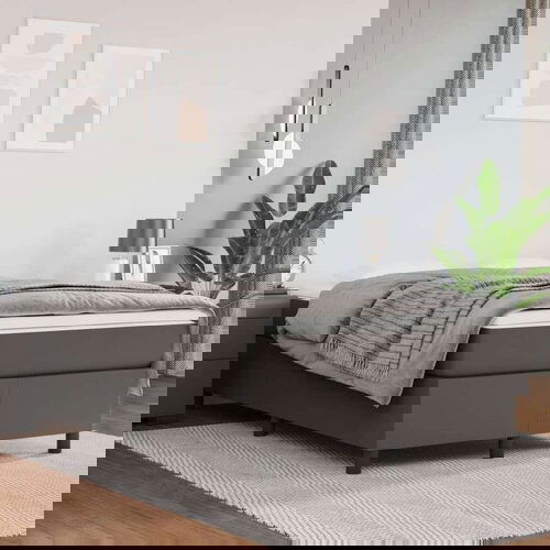  Box spring postelja z vzmetnico siv 120x200 cm umetno usnje, (20725742) Slike