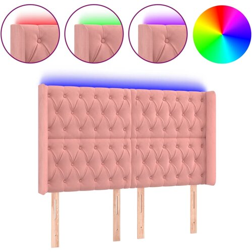 Maison Chic led posteljno vzglavje - vzglavna omarica - nočna omarica roza 163x16x118/128 cm žamet, (21708241) Slike