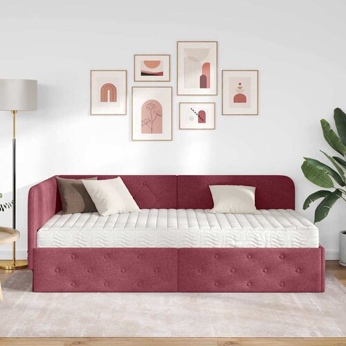  Kutni okvir kreveta Vinska crvena 100 x 200 cm tkanina Slike