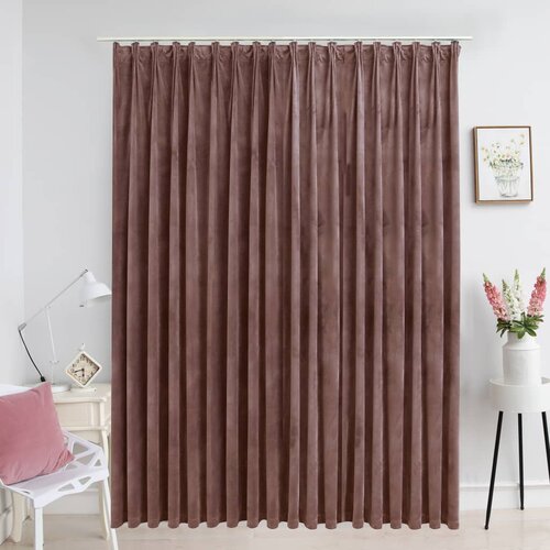 vidaXL Zatemnitvena zavesa z obe&scaron;ali žametna antično roza 290x245 cm, (20597315) Cene