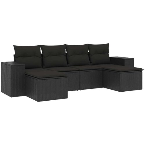 VidaXL 6-dijelni set vrtnih sofa s jastucima crni od poliratana Slike