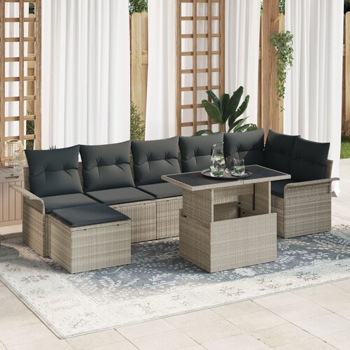 vidaXL set od 8 komada vrtnog sofas-a s jastučićima svijetlosiva poli ratan Cene