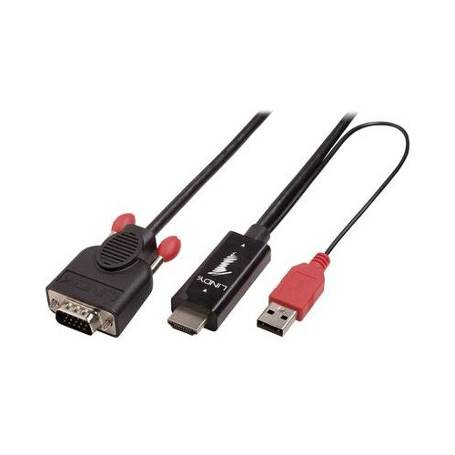 Lindy 41456 prilagodnik za video kabel 2 m HDMI VGA (D-Sub) Črno Cene