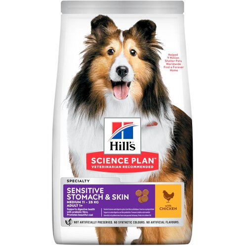 Hill&amp;rsquo;s Science Plan Adult 1 + Sensitive Stomach &amp;amp; Skin Medium s pi&amp;scaron;čancem - 2,5 kg Slike