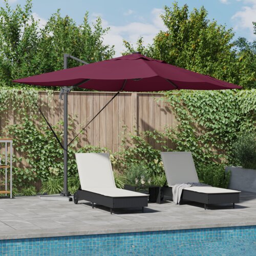 VidaXL cantilever roma senčnik z led bordo rdeč 352x251x265 cm aluminij Slike