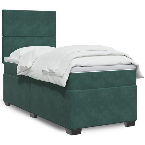  The Living Store Box spring postelja z vzmetnico temno zelena 80x200 cm žamet - Box Spring Postelja, (21490959) Cene