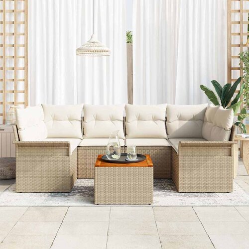  Sjedeća garnitura za vrt 7 kom. 6-Broj sjedala Bež i krema 234 x 132.5 x 69 cm Cijene