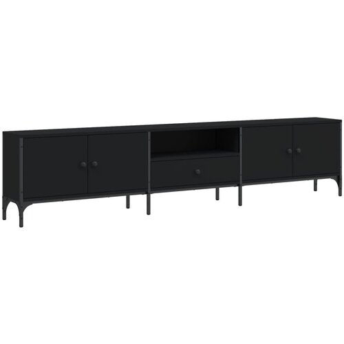 Maison Chic TV omarica - TV stojalo - Televizijska omarica s predalom črna 200x25x44 cm inženirski les, (21699807) Slike