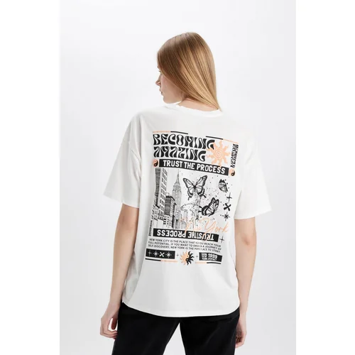 Defacto Oversize Fit Crew Neck Printed Short Sleeve T-Shirt