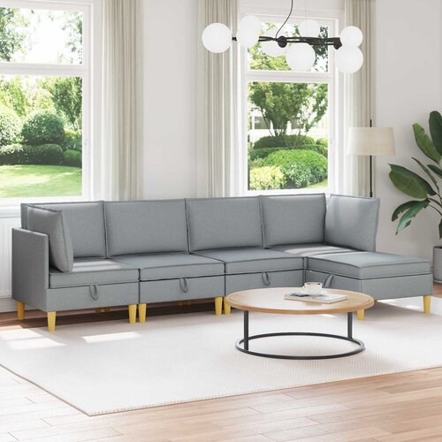  Modularni set sofe sa skladi&scaron;tem 5 pcs Svjetlosiva Tkanina Cijene