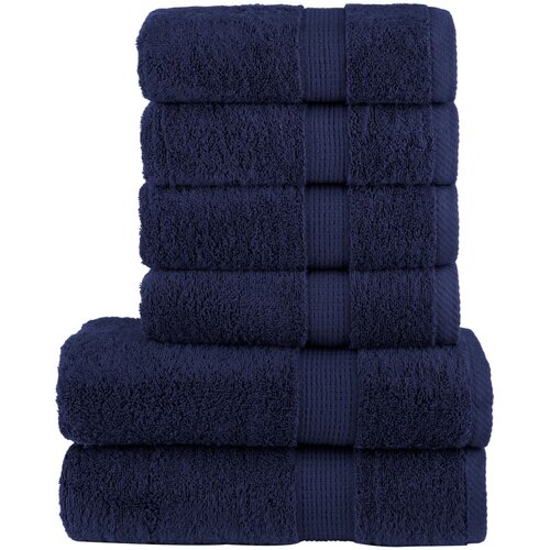 VidaXL 6-dijelni vrhunski set ručnika modri 600 gsm 100 % pamuk Slike