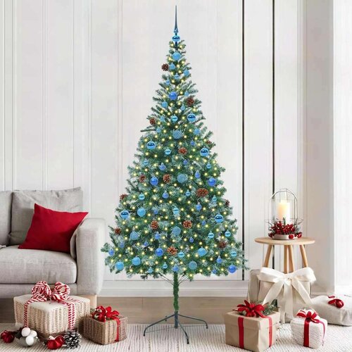 vidaXL Umestno božično drevo med 300 LED Zelena 210 cm PVC in Jeklo Cene